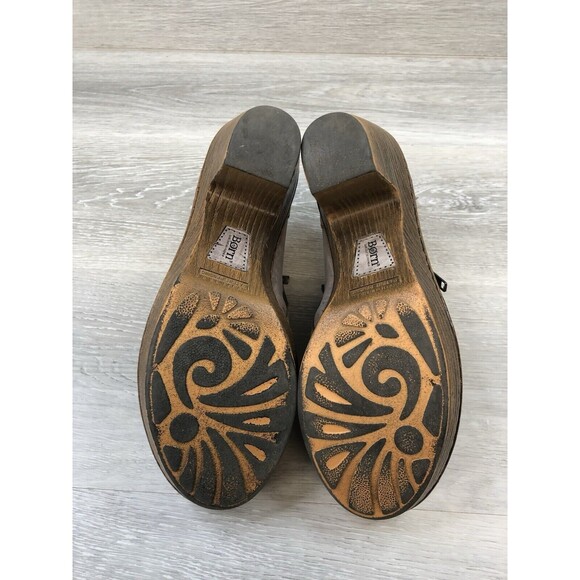 Born Madigan Women's Taupe Genuine Leather Side Zip Block Heel Ankle Boots 9.5 - Picture 5 of 11